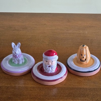 3 Cookie Art Press Stamp Pottery Christmas Santa Easter Bunny Halloween Pumpkin