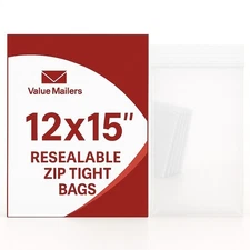 500 12x15 Clear Plastic Zipper Poly Locking Reclosable Bags 2 MiL