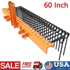 60" Steel Landscape Pine Straw Rake 3-Point Hitch Coated For Cat 0 1 Tractor