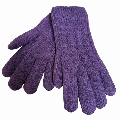 Be Your Own Style BYOS Purple Cable Knit Winter Gloves