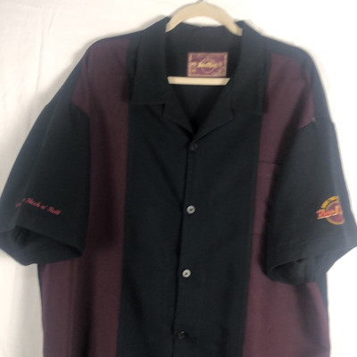 Hard Rock Cafe Button Up Men Two Toned Shirt Long Live Rock N Roll 2XL