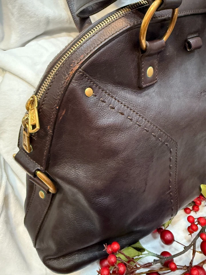 Yves Saint Laurent Muse 深棕色皮革复古单肩包 — 第 3/4 张图片