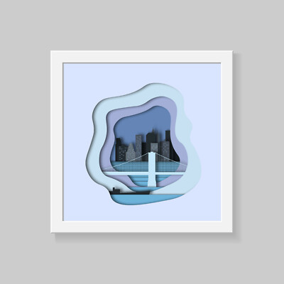 New York Wandbild, geschichteter 3D Effekt Druck Poster, berühmte Städte Wandbild