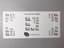 Fuji Photo Film Resolution Test Chart for Cameras, Lenses or Optics, 7.4”x3.4”