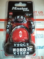 Master Lock Word & Number Combo Pad Lock 1534D New BLACK AND WHITE FREE SHIPPING