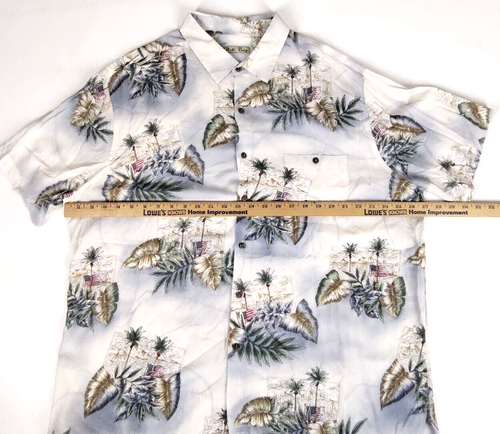 Batik Bay Men's Shirt Palm Trees and Flags Short Sleeve Button Up Size XXL - Imagen 5 de 10