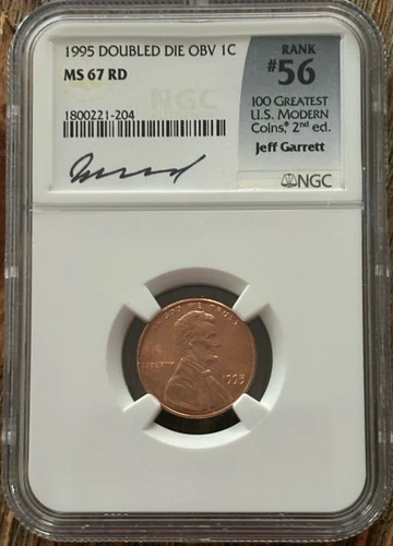 1995 Lincoln Memorial Cent NGC MS67 Red Doubled Die Obverse