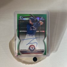 Auto  Tommy Specht 2023 Bowman Auto /99 Green Refractor 1st Chrome Rangers