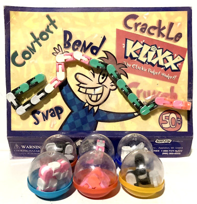 KLIXX Fidget Widgets 6 Toy Vending Machine Capsules 48 Total Links Vtg 1997
