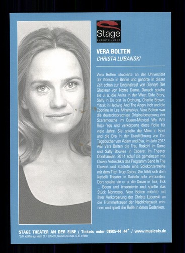 Vera Bolten Das Wunder von Bern Musical Original Signiert + 1317 - Bild 2 von 2