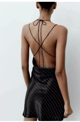 zara satin effect jewel dress NWT ZARA jewel satin effect mini dress
