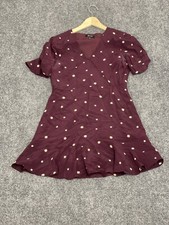 Madewell Mini Dress Womens 4 All Over Stars 100 Silk Short Sleeve Burgundy N55