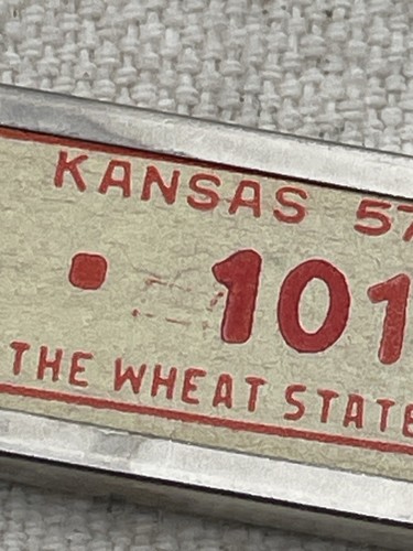 Kansas 1957 License Plate Keychain DAV Disabled Veterans Tag FOB Lot Of 2 - Picture 6 of 10