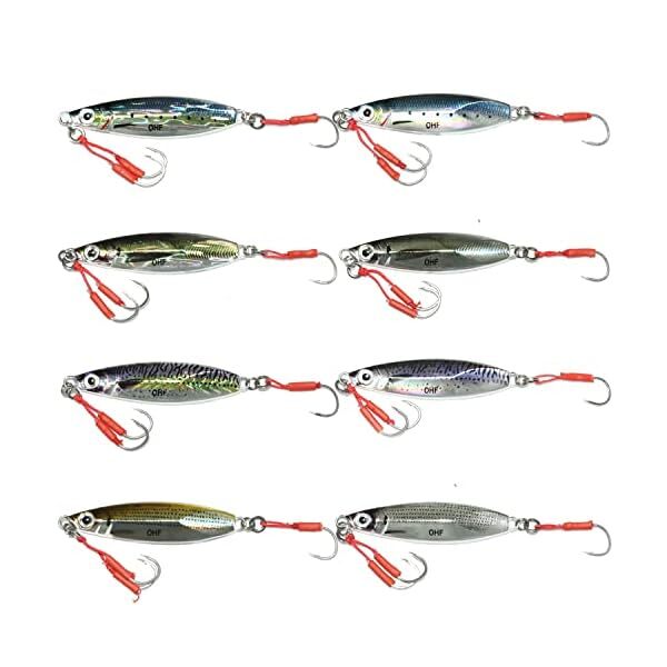 OHF Metal Jig Set 20g 30g 40g Slow Jigging Live Color Assist Hook 8 pieces