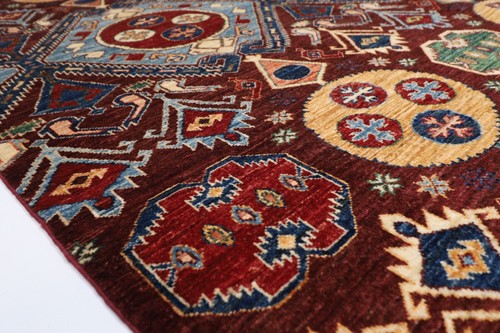 7 x 10 ft Maroon color Afghan Hand Knotted Wool Area Bedroom living room Rug - Picture 7 of 14
