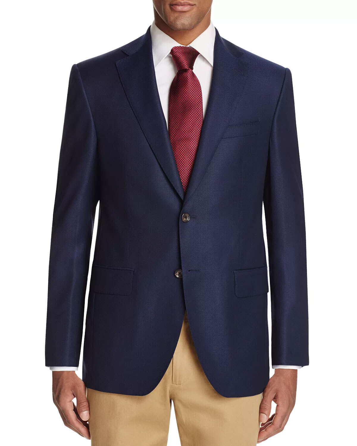 В мужском магазине Bloomingdales представлено текстурированное спортивное пальто из шерсти Super 130s 38R темно-синего цвета 24990₽