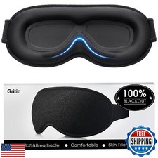 Gritin 100 Blackout Sleep Eye Mask for Women Men, Zero Pressure Sleeping Mas