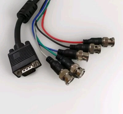 2m 6ft Monitorkabel VGA auf BNC RGB Cable mit Ferritkern - Bild 1 von 2