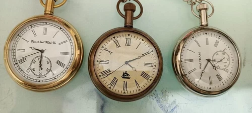 Lot of 3 Watch Elgin Vintage Pocket Collectible Antique Brass Pocket Watch GIFT
