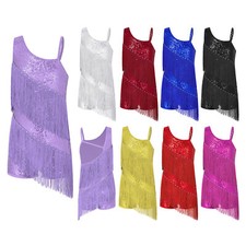 US Kids Girls Clothing Shiny Leotards Sleeveless Dresses Party Dancewear Outlook