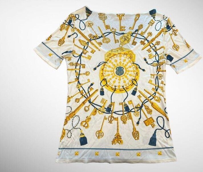 Authentic Hermes Vintage Short Sleeve Tops T Shirt Viscose Authentic Hermes Vintage Short Sleeve Tops T Shirt Viscose