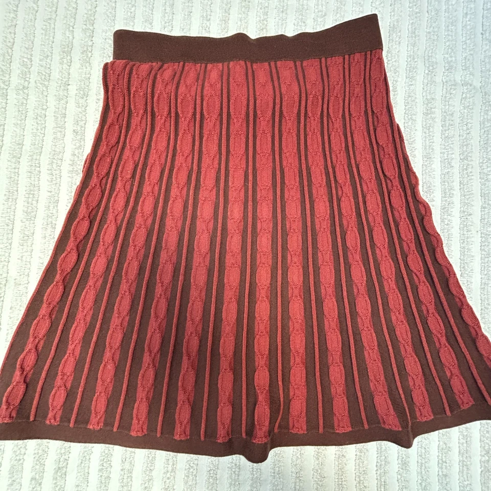 Saia de malha feminina Dove mistura de algodão malha pequena marrom marrom - Imagem 3 de 4