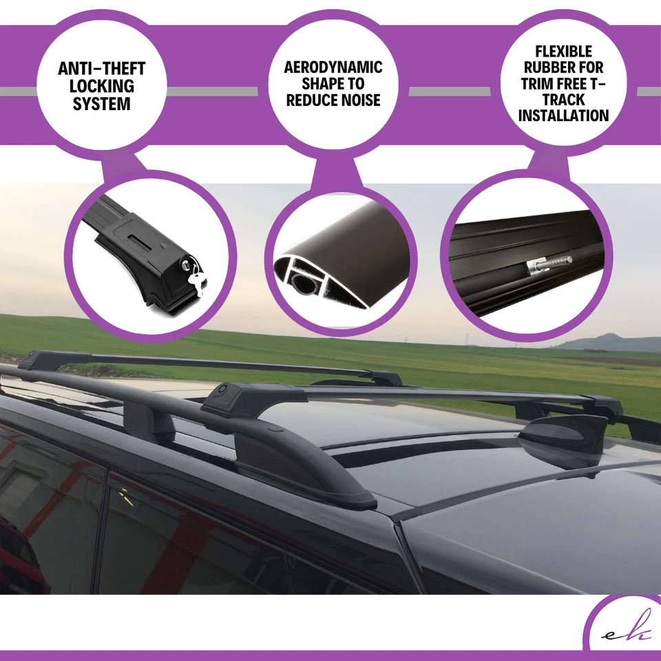 2 Piece Lockable Roof Rack Cross Bars Fit Nissan Pathfinder 2013-2020 -Black - Image 4 of 4