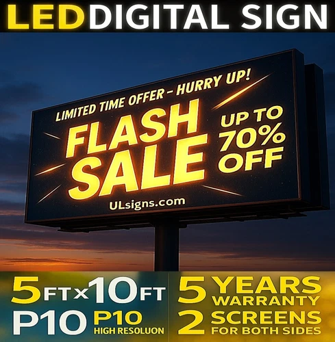 P10 Monochrome LED Sign 5x15 FT Double-Sided Outdoor Single-Color Digital Displa