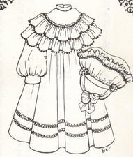 Doll clothes Dress French German Victorian sewing PATTERN for a 15" 16" 1155