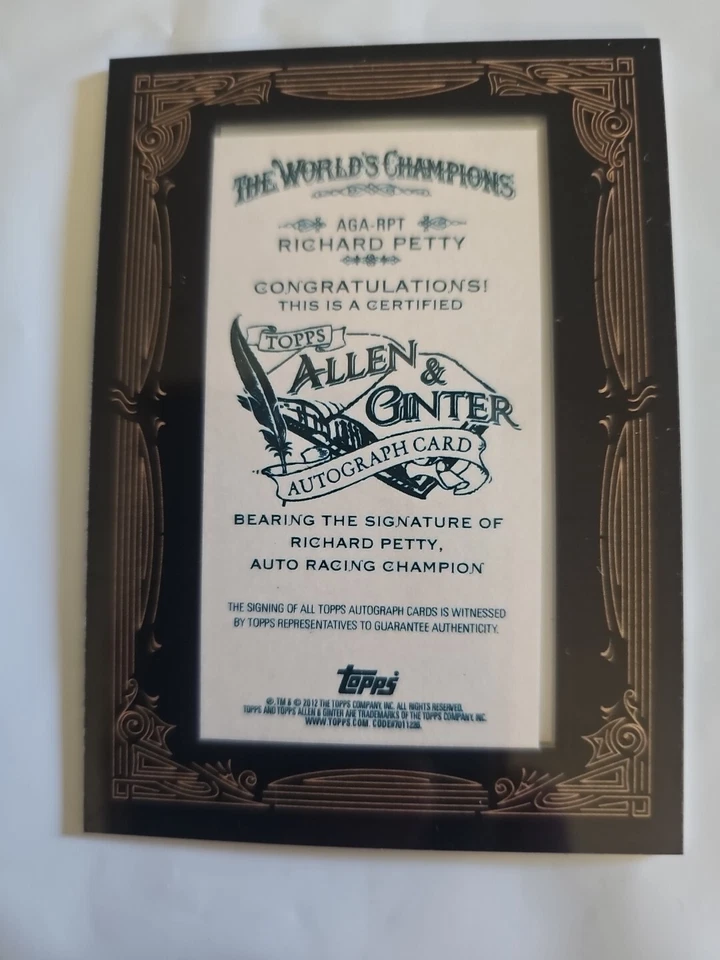 RICHARD "KING" PETTY NASCAR 2012 Topps Allen & Ginter Framed Mini on Card Auto - Image 2 of 4