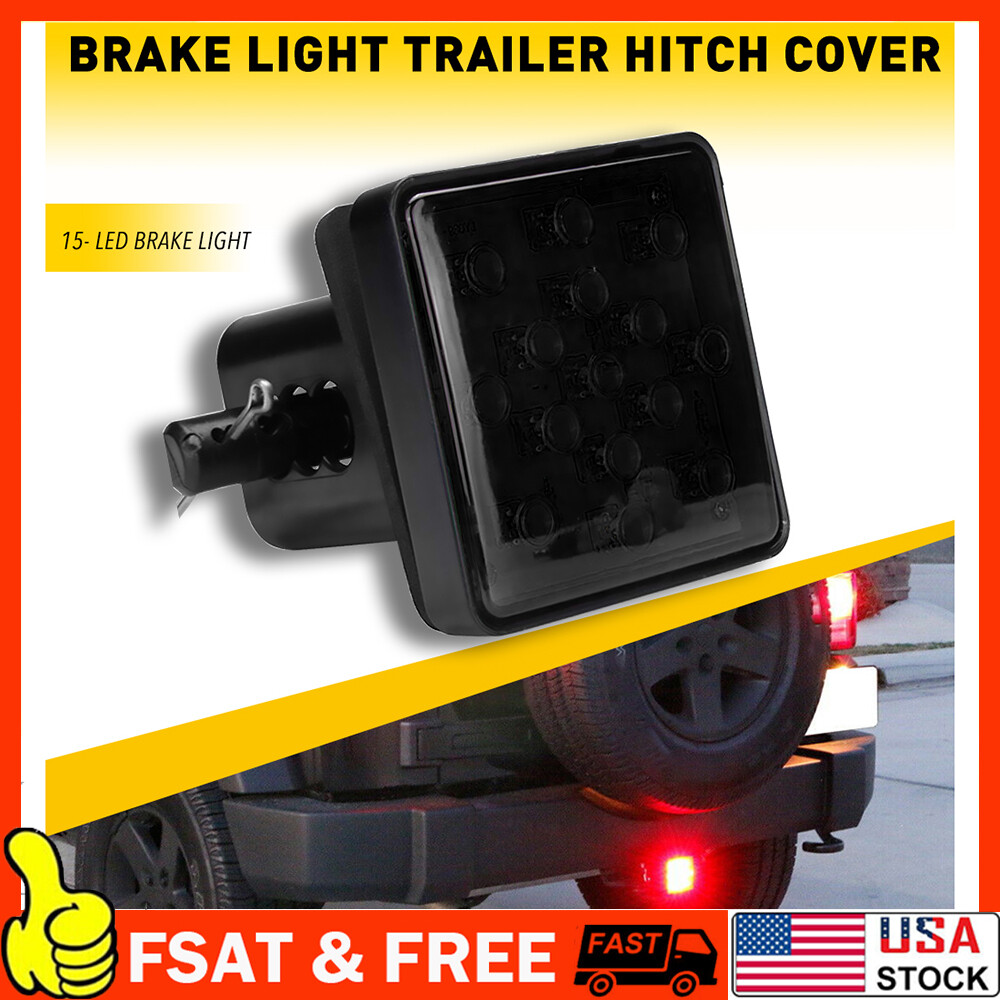 Super Bright 15LED Smoke Trailer Brake Light Cover for Towing Hauling Hitch Fit