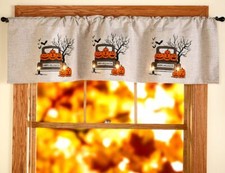 1 LED Fabric Printed Valance Only (18"x52") HALLOWEEN,TRUCK W/SCARY PUMPKINS,LK