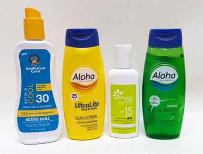 Australia Gold Spray Natural Tone Aloha Sonnenlotion Aftersun gemischt 4er Pack