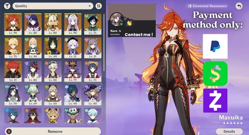 Genshin Impact AR 56 America Server -  Raiden Shogun C2 + Biss + Maviuka C1