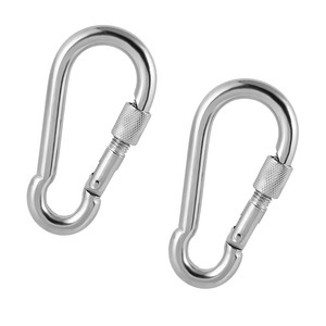 2-Pieces-Stainless-Steel-Carabiners-Spring-Snap-Hooks-Eyelet-Silver-4cm-5cm
