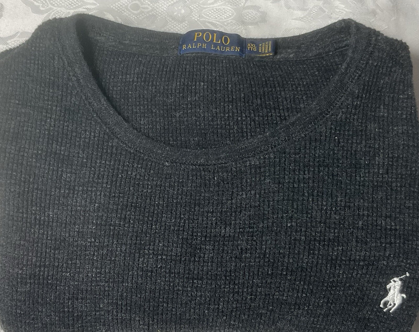 Polo Ralph Lauren camicia uomo taglia XXL TTG manica lunga girocollo pony pullover grigio