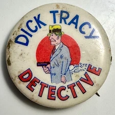 1930s Dick Tracy Detective Chester Gould 1.25" Celluloid Pinback Button