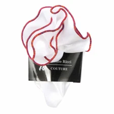 Antonio Ricci Pocket Round Hanky White With Orange Navy Trim Formals Weddings 