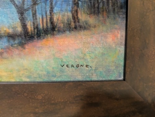 Jean Louis Vergne Original Oil Painting "Etang de Morbras" France - 第 3/7 張圖片