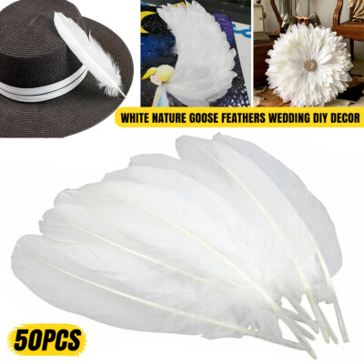 50x Natur Gänsefedern Hochzeit DIY Deko 6-8 cm/15 cm bis 20 cm Maske Feder