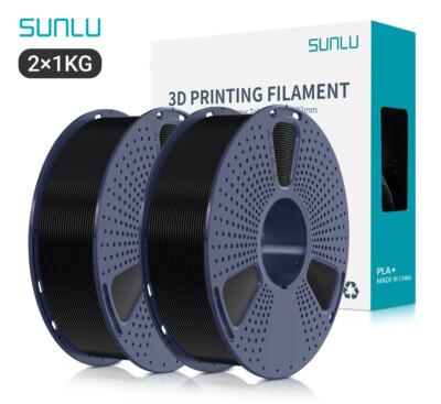2×1KG SUNLU PETG Filament Hohe Zähigkeit 3D-Drucker Verbrauchsmaterial Schwarz