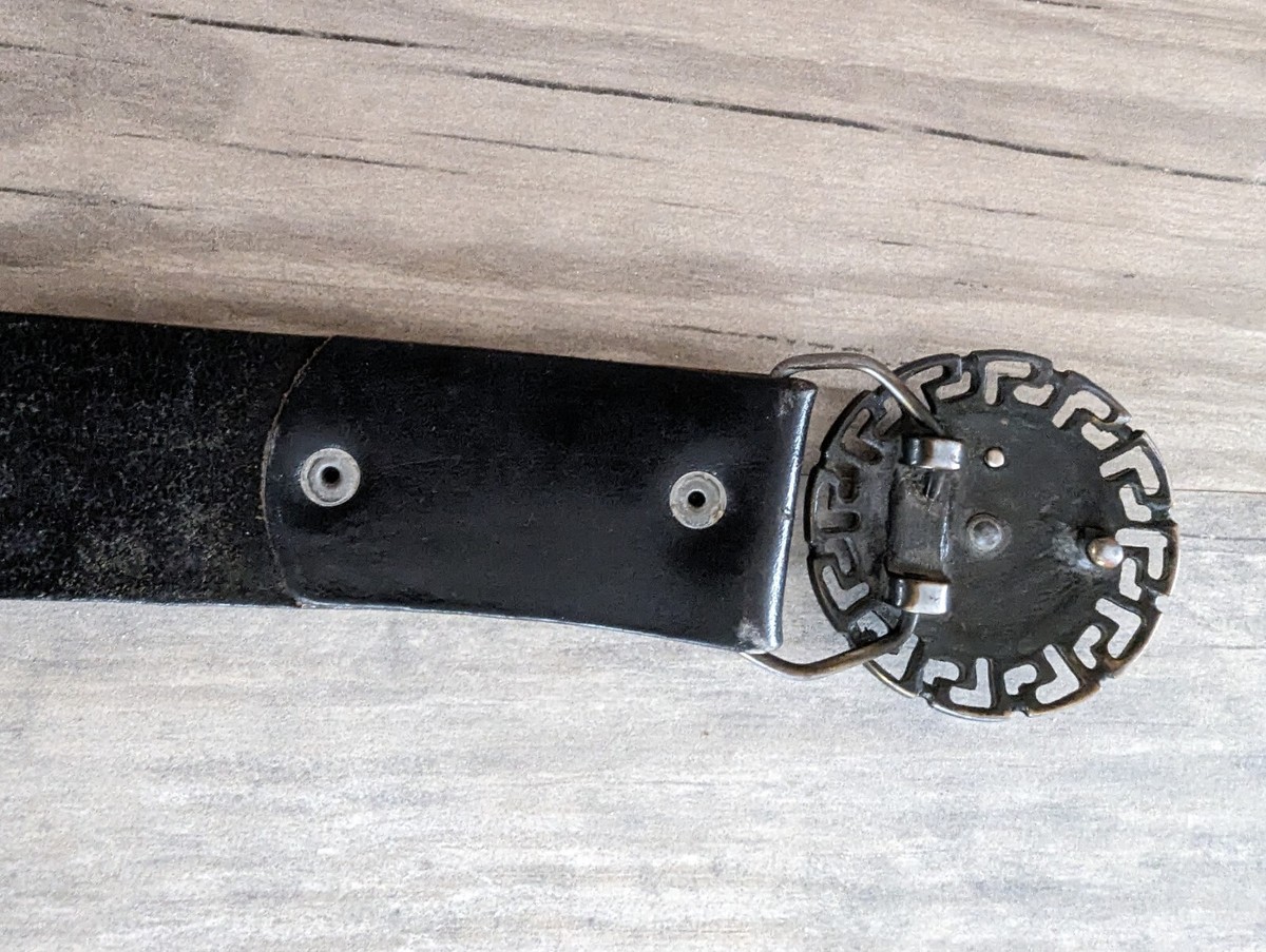 GIANNI VERSACE Vintage Leather Black Silver Belt Medusa Face made