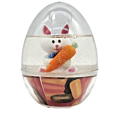 Vintage 4'' Easter Bunny Water Glitter Globe Plastic Carrot Jellybean Base