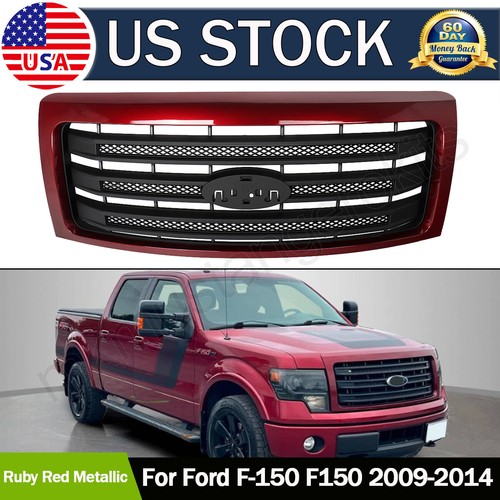 FOR 2009-2013 2014 FORD F150 F-150 FRONT UPPER GRILLE GRILL RUBY RED 3-BAR STYLE