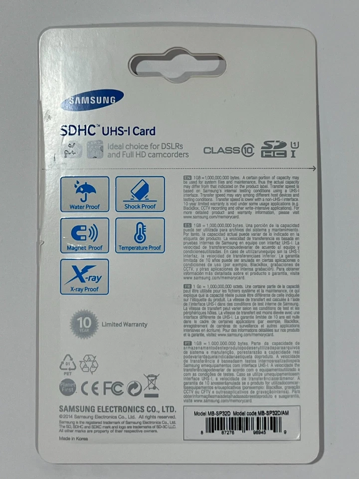 New Samsung 32GB EVO SDHC UHS-I/U1 Class 10 Memory Card MB-SP32D/AM - Image 3 of 4