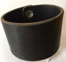 Black Wrap Cuff - 2" Wide - Handmade Latigo Leather Wristband Handmade In USA 