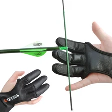 Archery 3 Finger Glove Protect Bow Gear Guard Leather Deerskin Hunting Target