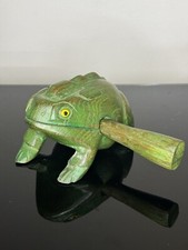 Vintage Carved Wood Frog - Imitates Croaking Sound Percussion Frog Toy 4.5  