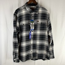 Orvis Shirt Mens Large Gray Plaid Flannel Long Sleeve Heavy Weight NWT