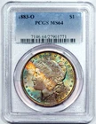 1883-O Morgan Dollars - PCGS MS-64 - Lovely Rainbow Toned